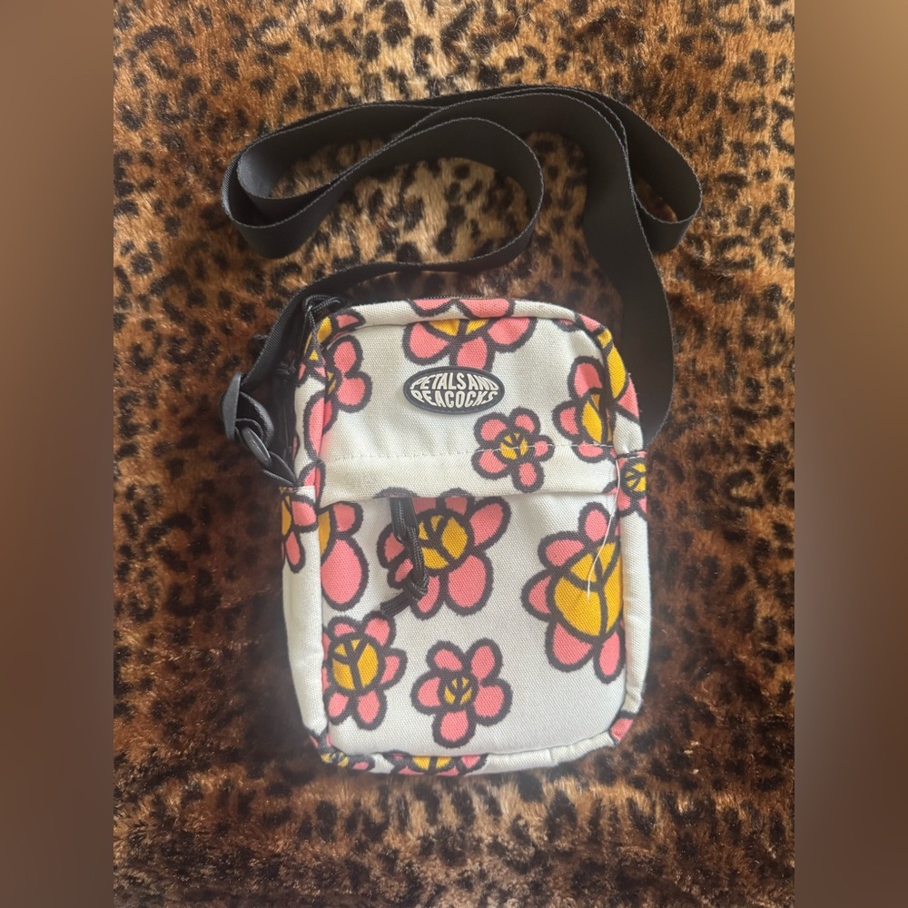 Petals and Peacocks Floral Crossbody Bag